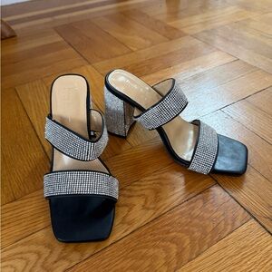 Chic Black and Silver Women's Heels